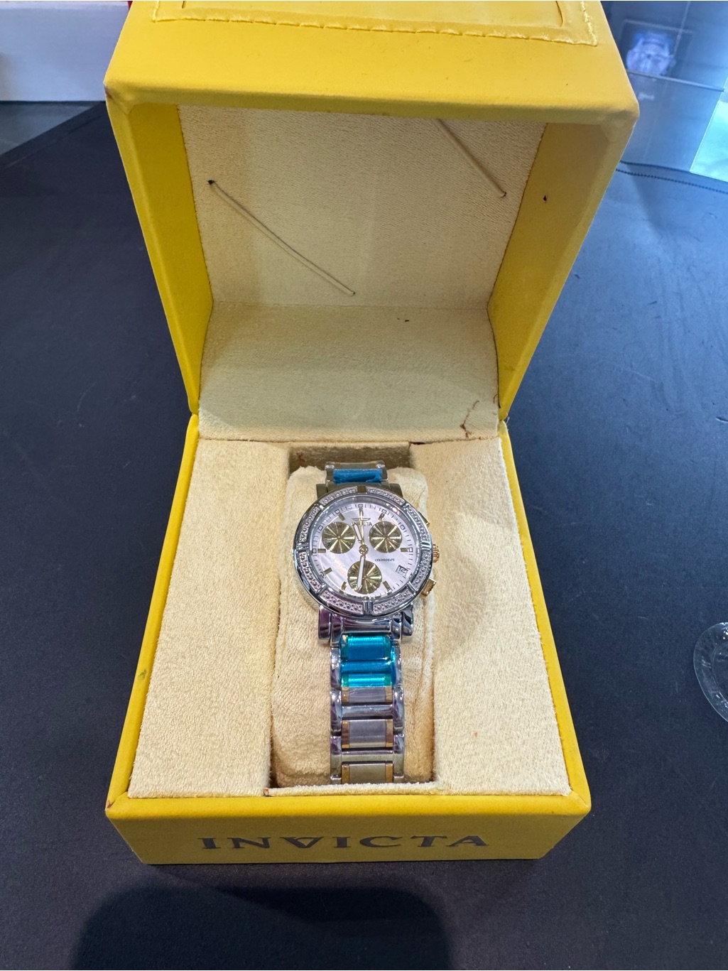 Invicta Wildflower Womens Chronograph Watch  TwoTone  Mother Of Pearl Dial